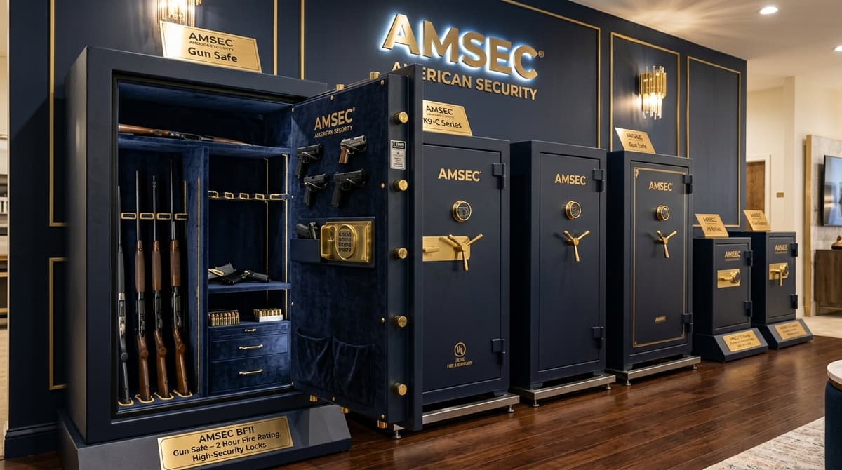 AMSEC safe showroom display — authorized dealer